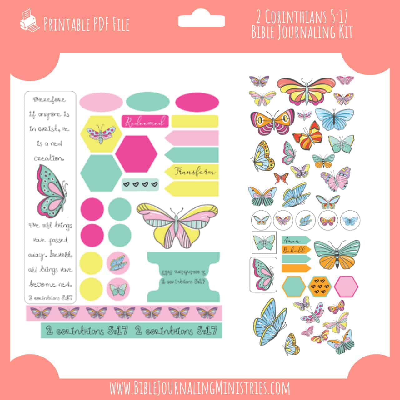 2 Corinthians 5:17 Bible Journaling Kit - Butterflies